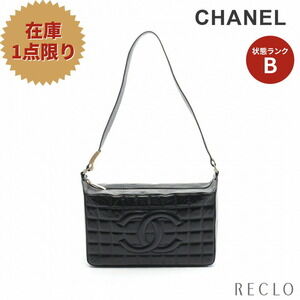 Chanel Chocobar Coco Mark Shoulder Bag Black Lambskin Gold